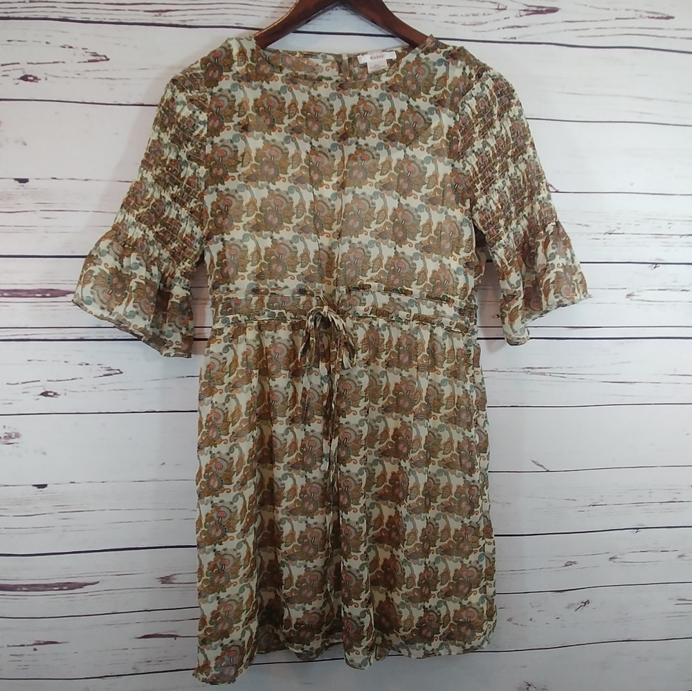 Esley Brown Paisley Boho Dress Womens Small
